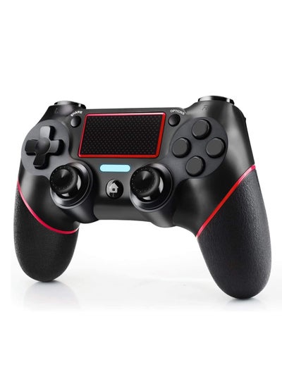 اشتري Wireless Gamepad Controller For PS4/PC with Motion Motors and Audio Function, Mini LED Indicator, USB Cable, and Anti-Slip (Red) في الامارات