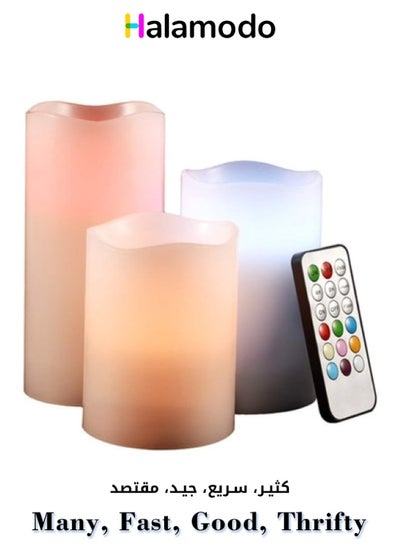 Buy 3-Pack Flameless Candles with Remote Control 6x5x4 Inches in Saudi Arabia