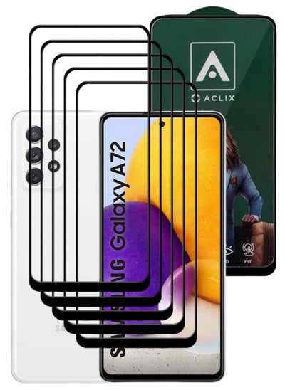 Buy 5 Pieces Antistatic ESD Dustproof Premium Quality High Definition Tempered Glass Screen Protector Designed For Samsung Galaxy A72 in UAE