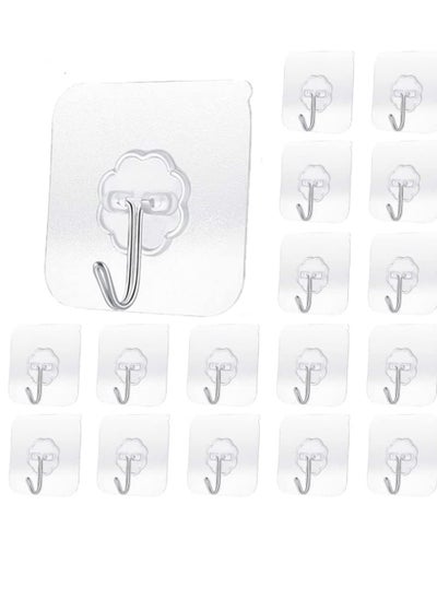 Buy 24 Pack Transparent Adhesive Hooks 33 lb(Max) 15KG Waterproof and Oilproof Reusable Seamless Hooks Heavy Duty Wall Hook for Kitchen Bathroom Office in UAE