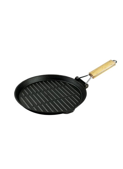 اشتري Rosette Cast Iron Grill Pan W/Wooden Handle Dia.23CM في الامارات