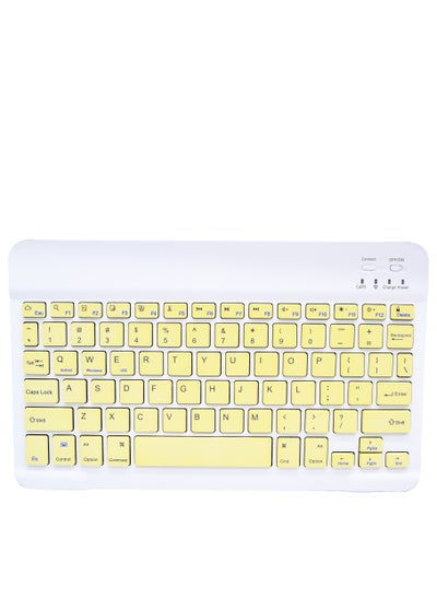 Buy Wireless Bluetooth Rechargeable Keyboard, Multi-Device Universal Bluetooth Keyboard, Portable Keyboard, Suitable for iOS Android, Windows iPad, Tablets MacBook (Yellow) in UAE