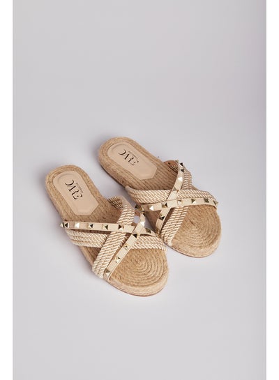 Buy Fancy Studded Crisscross Platform Slippers in Egypt