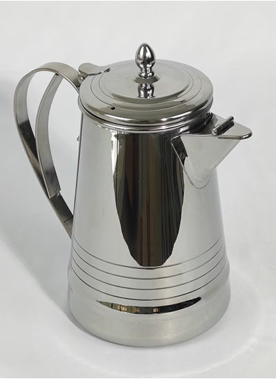 Buy Classic Arabic Style Engraved Design Coffee Dallah Pot Rustproof Premium Stainless Steel Teapot Mirror Finish Coffee Kettle Milk Pot Easy Pour Anti Spill Spout Tea Kettle with Hinged Lid and Ergonomic Handle Dishwasher Safe Induction Safe Teapot for Office Home 1/1.5/2 L in UAE