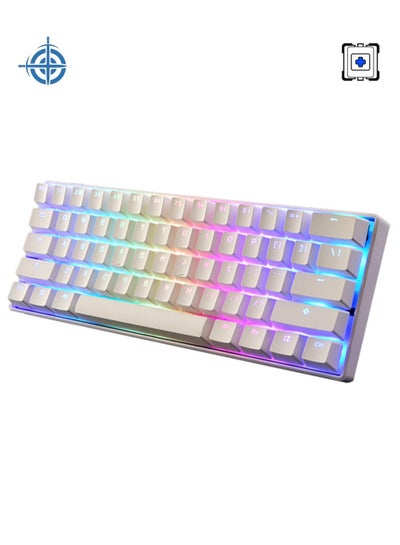Buy 62 Keys Mechanical Gaming Keyboard Anti-Ghosting 60% Mech Keeb with RGB Backlight - White Blue Switch in UAE