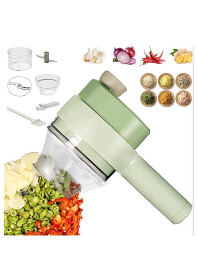 Buy Electric Vegetable Cutter Set Gatling Vegetable Chopper Mini Wireless Food Processor Garlic Chili Onion Celery Ginger Meat Garlic Chopper with Brush in UAE