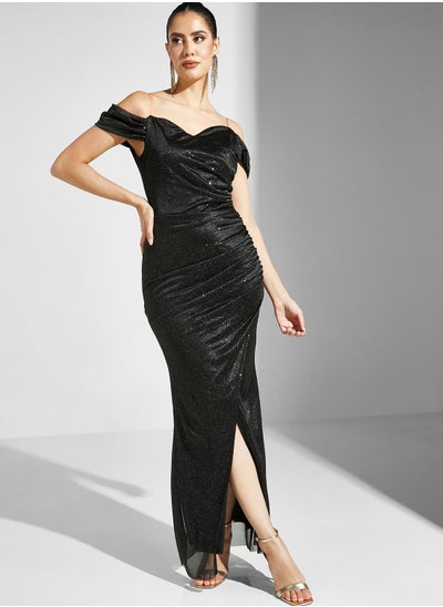 Buy Shimmer Ruched Detail Dress in Saudi Arabia