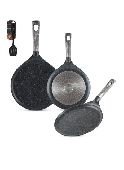 Buy Roti Maker Crepe Pan Set , Non Stick Multi Layer Granite Coating , 100% PFOA FREE Tawa Pan , Induction Bottom Skillet  Pan for Pizza, Omelette, Tortillas & Roti 20/24/28cm in UAE