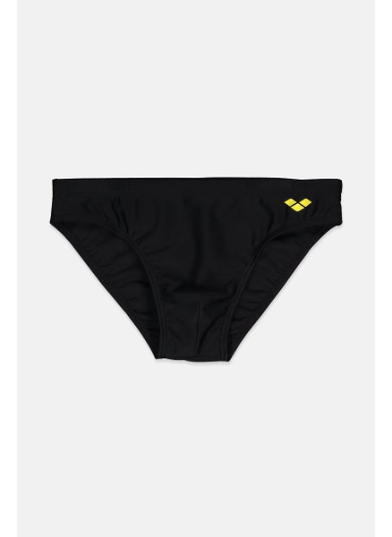 اشتري Men Brand Logo Drawstring Swimwear Brief, Black and Yellow في السعودية