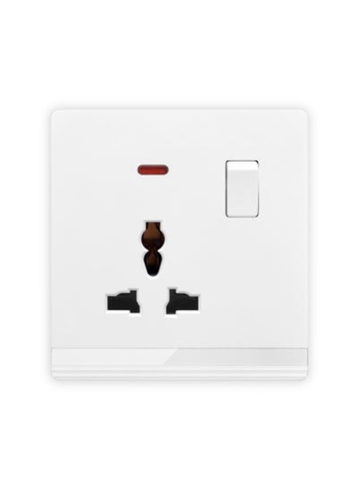 اشتري Universal Wall Socket with Switch & Indicator Light - 3x3" White Ivory Finish في الامارات