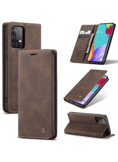 Buy CaseMe Samsung Galaxy A52 5G / 4G Wallet Case Book Folding Flip Folio Case with Magnetic Kickstand Card Slots Protective Cover - Coffee in Egypt