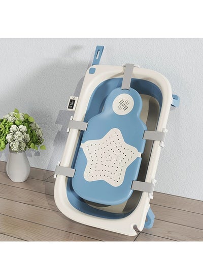 Buy Foldable Baby Bathtub with Temperature Sensing Portable Travel Bathtub with Drain Hole Durable Baby Bathtub Newborn to Toddler 0 to 36 Months in Saudi Arabia