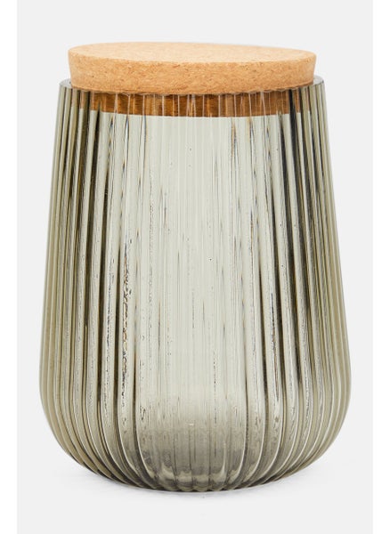 Buy Glass Storage Jar With Bamboo Lid, Transparent/Tan in UAE