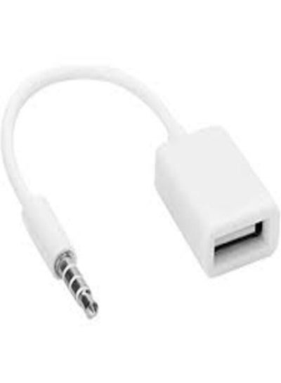 اشتري Practical 3.5mm Male AUX Audio Jack To USB 2.0 Type A Female OTG Converter Adapter Cable White في مصر