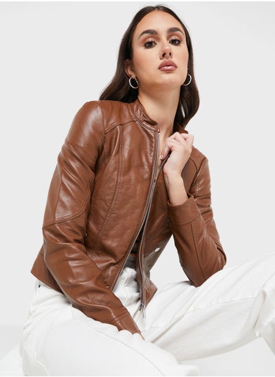 اشتري Zip Through Pu Jacket في الامارات