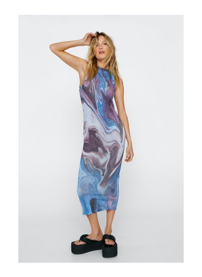 Buy Abstract Marble Mesh Maxi Dress in UAE