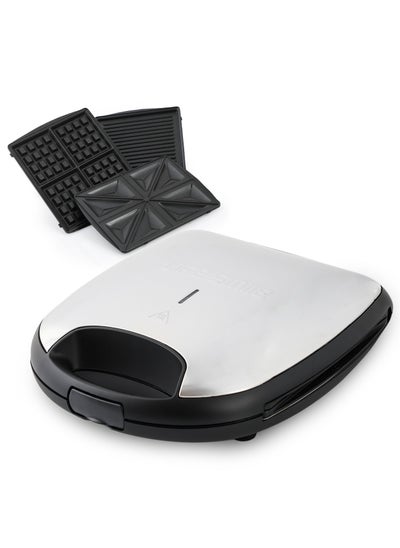 اشتري Sandwich Maker 4 Slice 3 in 1 - Waffle Maker & Panini Maker & Sandwich Maker All in One, Non Stick Surface Detachable Coating, LED Indicator Lights Cool Touch Handle 1400W Power في الامارات