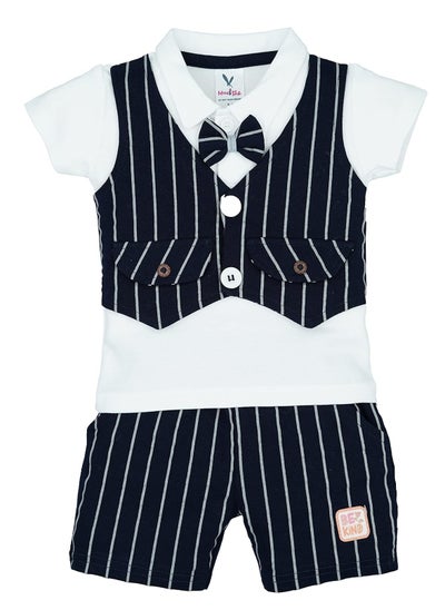 Buy Macitoz T-shirt with attached Lined Waistcoat Bow tie and Shorts Clothing Set Dress for Baby Boys in UAE