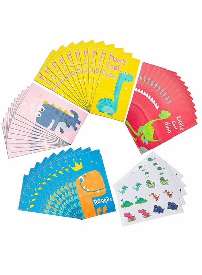 Buy 40pcs Dinosaur Pattern Party Bag Gifts and Treats Paper Bags with 60 Pieces Stickers in UAE