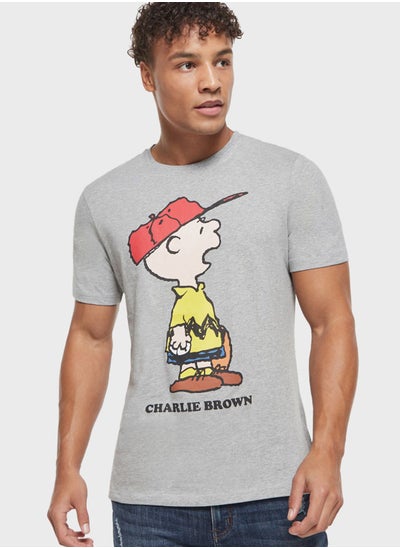 Buy Charlie Brown Print Crew Neck T-Shirt in UAE