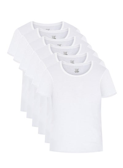 Buy Fashion Academy Mens Inner T-Shirt White pack of 6 in UAE