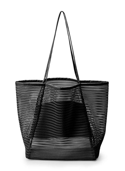 اشتري Tote Bag Large Summer Beach Bag, Mesh Tote Bag for Ladies and Girls, Shopping Bag Reusable, Large Casual Shoulder Bag with Zipper Inner Pocket for Travel Daily Pool Gym Picnic, Lightweight Grocery Bag في الامارات