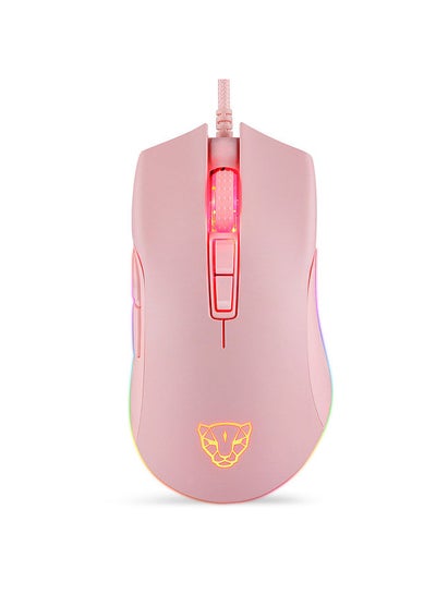 Buy V70 USB Wired Gaming Mouse RGB Mouse Ergonomic Design 8-gear Adjustable DPI Wide Compatibility Pink in UAE