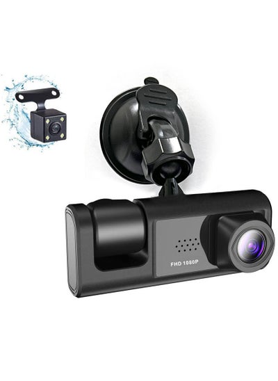 Buy 3-Channel Car Dash Camera – 130° Wide Angle, 1296x1080P Front, Inside, and Rear Cameras in UAE