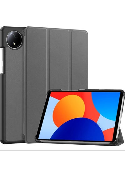 Buy Flip Case Compatible with Xiaomi Redmi Pad SE 4G 8.7, PU Leather Cover With Stand Function, 360° Protective - Gray in UAE