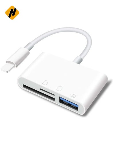 اشتري قارئ بطاقة SD لجهاز iPhone iPad ، محول كاميرا USB المحمول 3 في 1 USB أنثى محول OTG متوافقة في الامارات