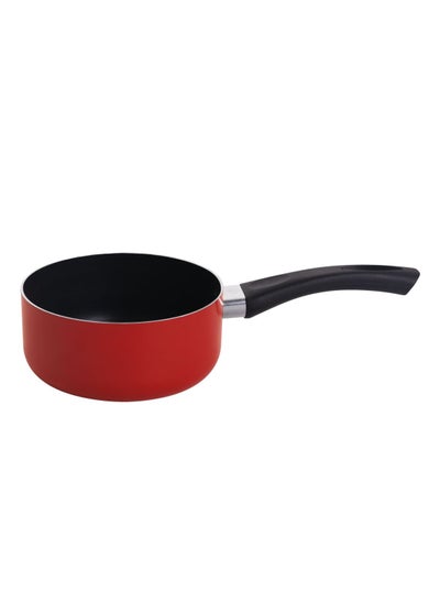 اشتري Durable Non-Stick Aluminium Sauce Pan Red and Black 16cm في السعودية