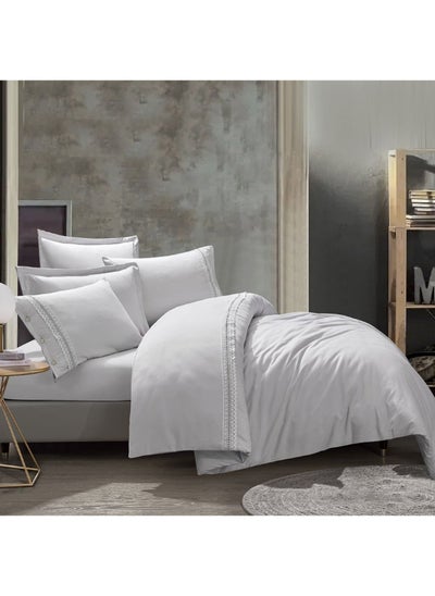 Buy Porto - Double Summer Bedding Set - 7 Pieces-Gray in Saudi Arabia