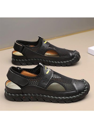 Buy Sandals Men's Spring Breathable Beach Shoes Men's Mesh Fashionable Sandals Men's Daily Flip-on Shoes Men in Saudi Arabia