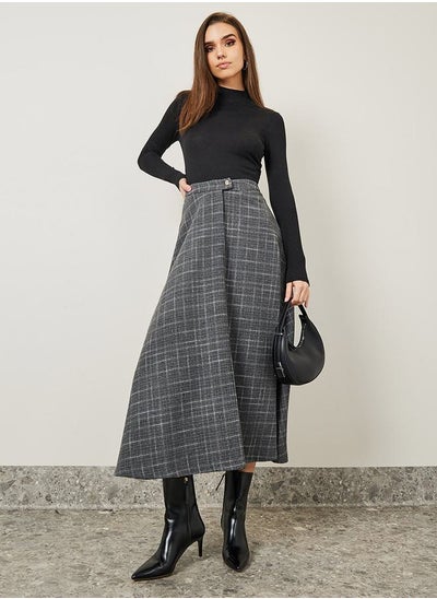 Buy Plaid Wool Like A-Line Midi Skirt in Saudi Arabia