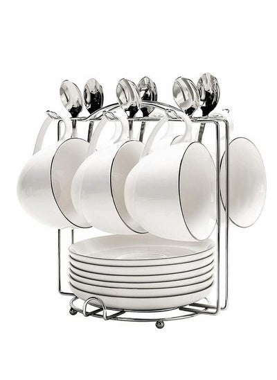 اشتري Coffee Cup Holder, Stainless Steel Display And Organizer Plate Organizer, Creative Kitchenware Storage Holder For Kitchen Counter, Cabinet, Table (6 Cups 6 Plates, Silver) في الامارات