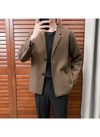 Buy Spring Autumn Korean Casual Blazer Men Coffee color high-end in Saudi Arabia