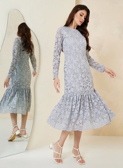Buy Lace Insert Sheath Midi Dress in Saudi Arabia