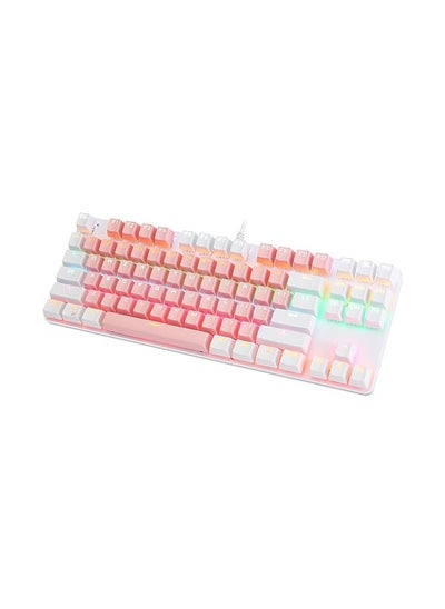 اشتري BAJEAL Mechanical Keyboard,Hot Swap 87 Keys Keyboard,USB Wired Blue Switch Keyboard with Two Color Shine-Through Keycaps,Multi LED Backlit Lighting Gaming Keyboard (Pink White) في الامارات