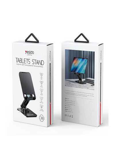 Buy Yesido C183 Tablet Stands Desktop Single Axis 360 Degree Rotating Stand Aluminum Alloy Table Foldable Extend Support Desk Mobile Phone Holder - Black in Saudi Arabia