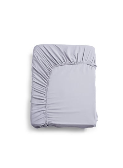 اشتري Essential Solid Fitted Sheet 160x200+33cm - Grey في الامارات