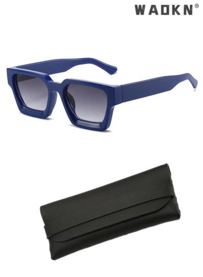 Retro Square Sunglasses for Men Women Trendy Thick Rectangle  display picture 1