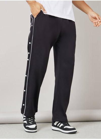 Buy Contrast Piping and Popper Oversized Open Hem Jogger in Saudi Arabia