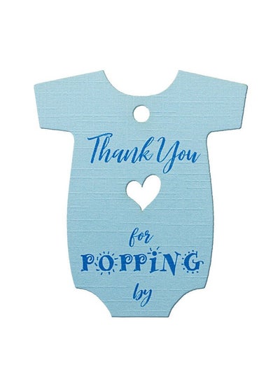 اشتري Summerray 50Pcs Blue Baby Onesie Baby Shower Favor Thank You Tags Thank You For Popping By في الامارات