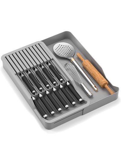 Buy Drawer Organizer Kitchen Utensil Drawer Organizer Expandable Silverware Flatware Cutlery Organizer Tray For Silverware Knives Fork Spoon in Saudi Arabia