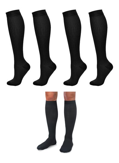 Buy Compression Socks, 2 Pairs For Women And Men, 15-20 mmHg Is Best For Athletic, Travel, Running, Fitness, Reduce Calf Pain Faster Recovery (Black, S/M, L/XL) in UAE