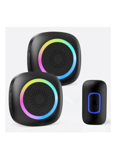 اشتري 2PCS Wireless Doorbell Set, RGB Light Doorbell Battery Powered Doorbell 1300ft Long Range Doorbell P66 Waterproof Door Chime Kit Home Doorbell System with 60 Chimes & 5 Level Volume Door Chime Set في السعودية