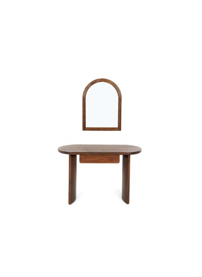 اشتري Catania Vanity Table With Mirror And 1 Drawer Acacia Wood - Brown في الامارات