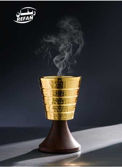 Buy Modern Luxury Incense Burner in Golden and Wooden Color in Saudi Arabia