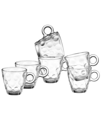 Buy Saudi espresso and coffee cups set, multi-use, 6 pieces, made of clear glass in Saudi Arabia