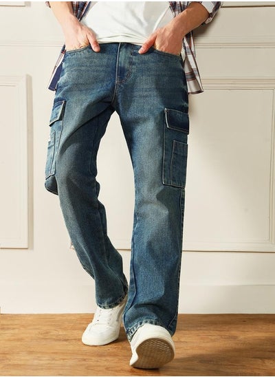 Buy Men’s Relaxed Fit Mid Blue Jeans – Timeless and Comfortable in UAE